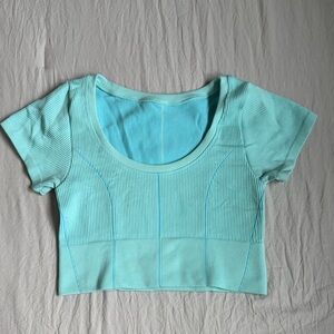 Aerie Aqua Ribbed Crop Top
